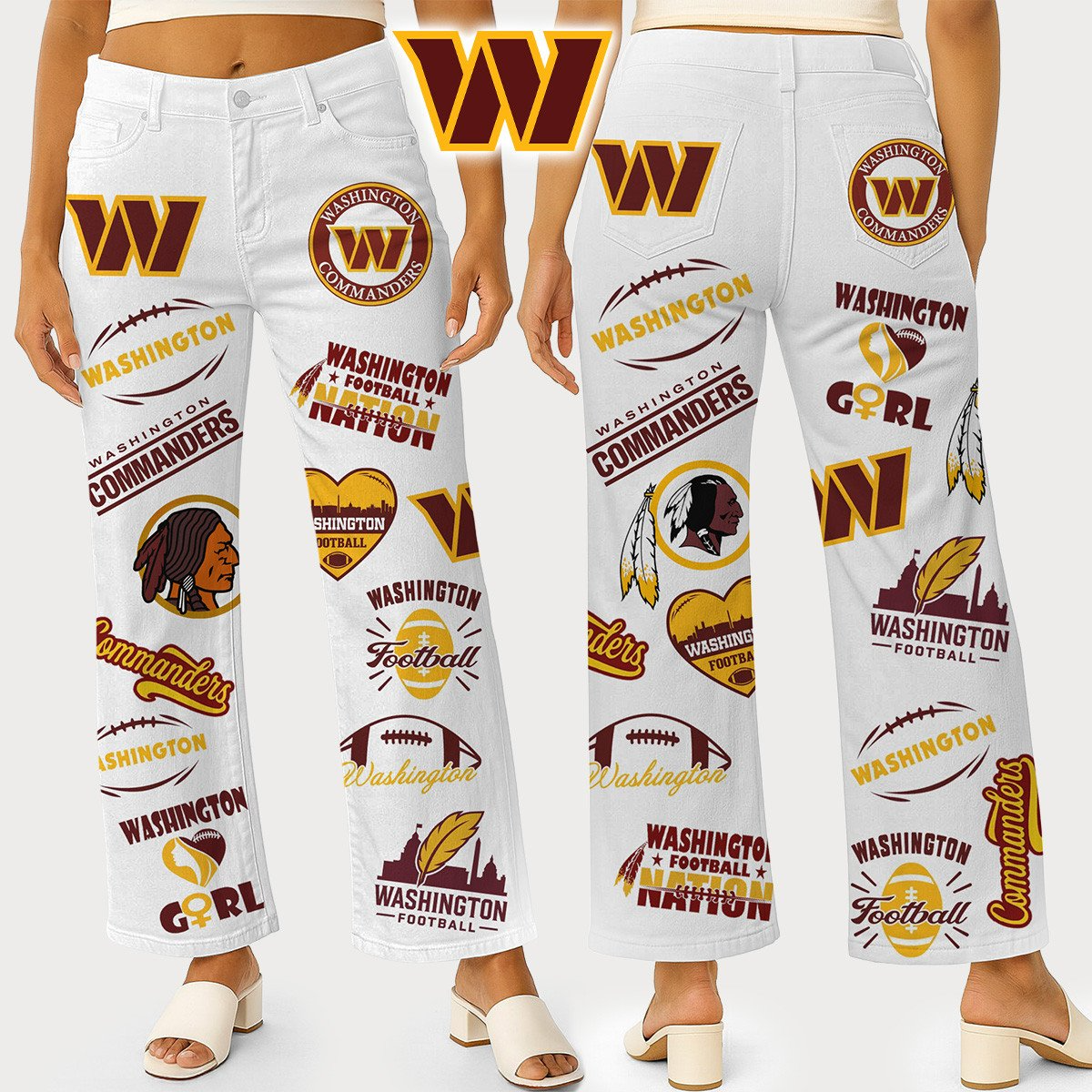 WC Premium NFL High Waisted Casual Wide Leg Pants DDT NTL