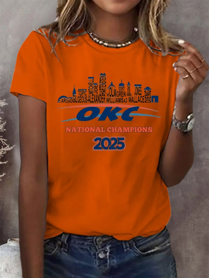 Women's Basketball OKC Print Casual T-Shirt DDT NTL