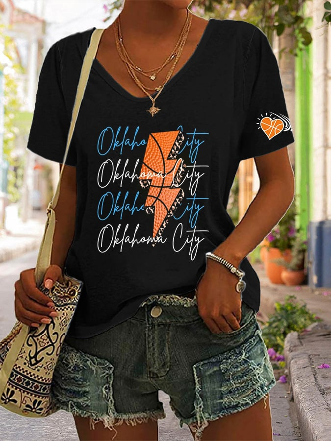 Women's Basketball Print V20 V-Neck T-Shirt DDT NTL