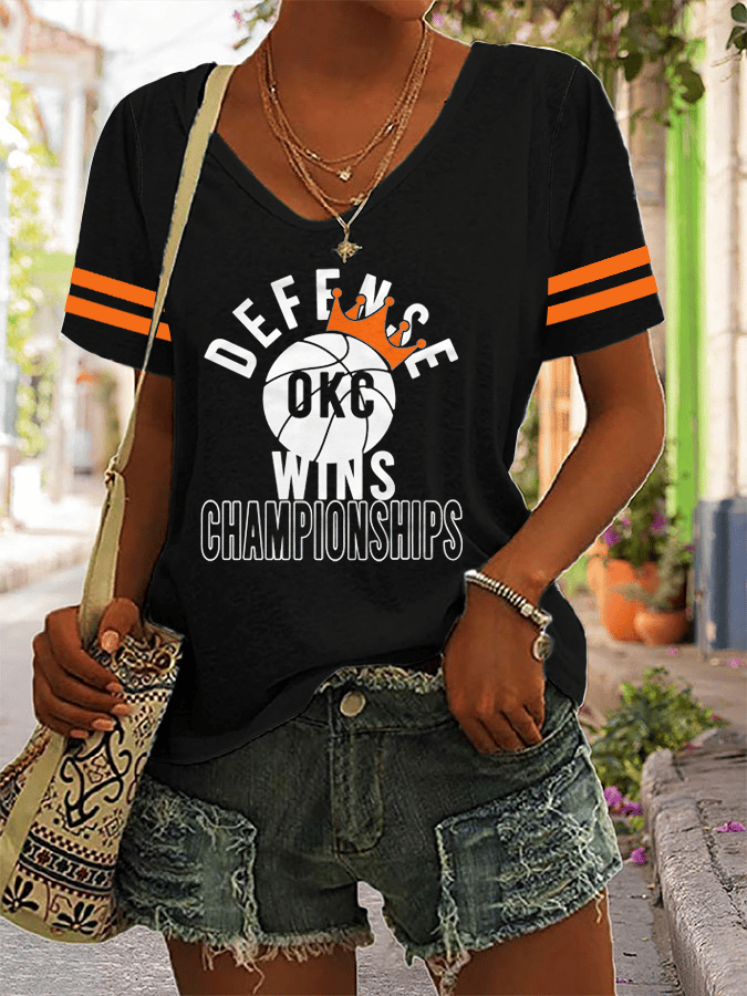 Women's Basketball Print V24 V-Neck T-Shirt DDT NTL