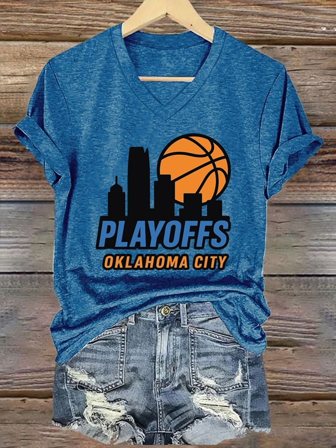 Women's Basketball Print V26 V-Neck T-Shirt DDT NTL