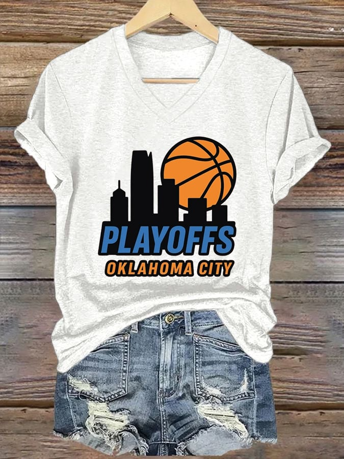 Women's Basketball Print V26 V-Neck T-Shirt DDT NTL
