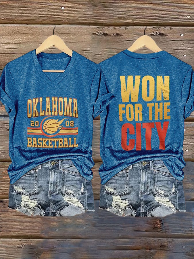 Women's Basketball Print V9 V-Neck T-Shirt DDT NTL