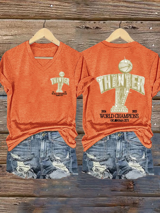 Women's Oklahoma City 2025 World Champion Printed Short-Sleeved T-Shirt DDT NTL