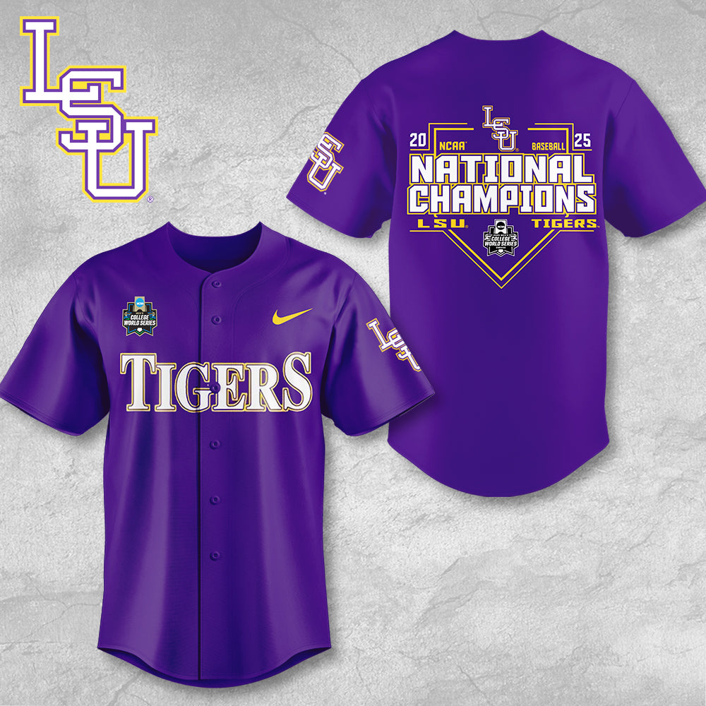 LSU 2025 NCAA Baseball National Champions V6 Baseball Jersey DDT TTV