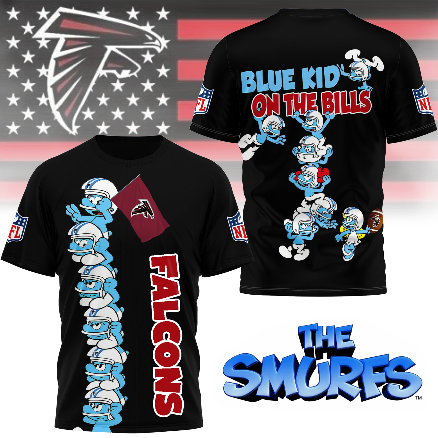 AF Premium NFL x Smurfs 3D Shirt DDT 220725 CTND