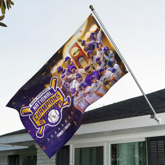 LSU 2025 NCAA Baseball National Champions V7 3D House Flag DDT TTV