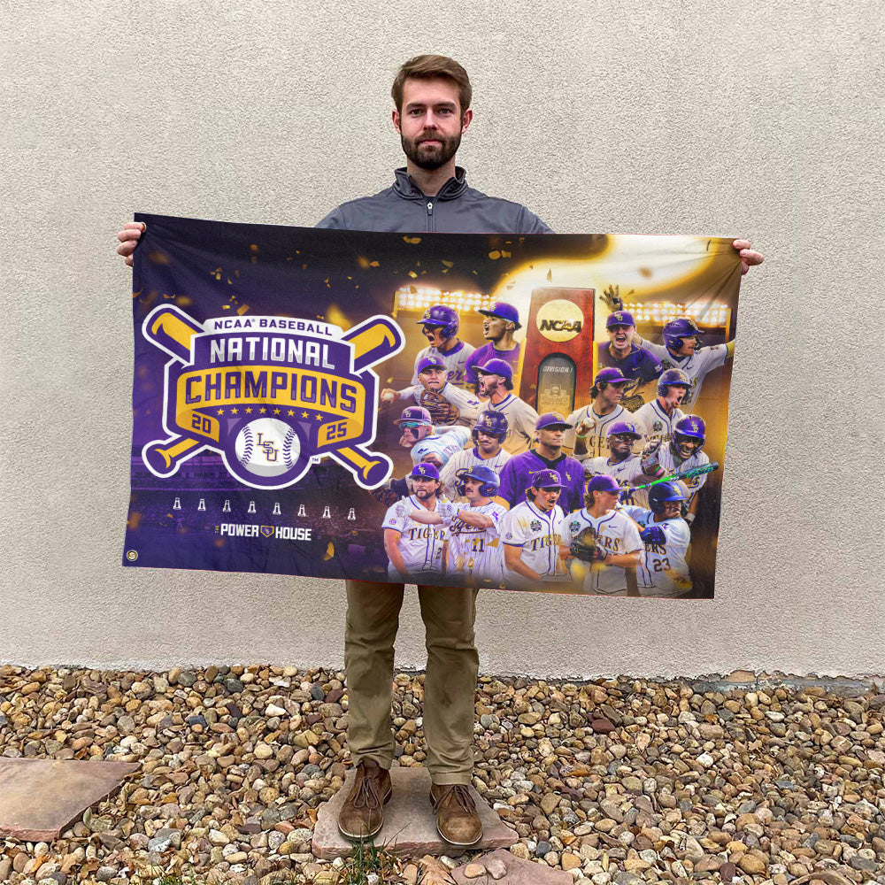 LSU 2025 NCAA Baseball National Champions V7 3D House Flag DDT TTV