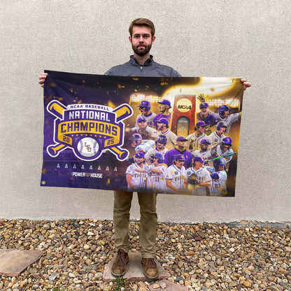 LSU 2025 NCAA Baseball National Champions V7 3D House Flag DDT TTV