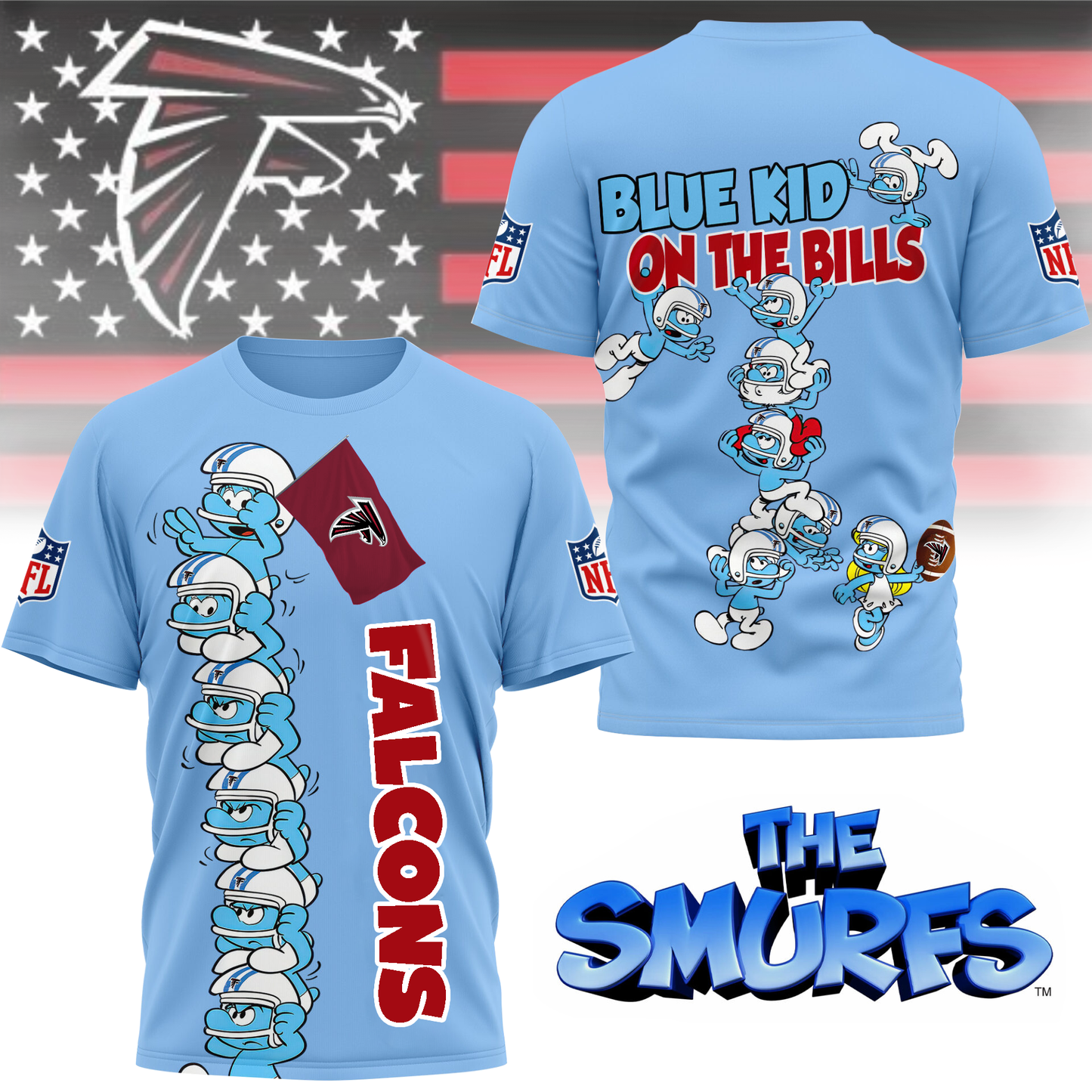 AF Premium NFL x Smurfs 3D Shirt DDT 220725 CTND