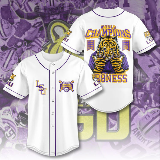 LSU 2025 NCAA Baseball National Champions V7 Baseball Jersey DDT TTV