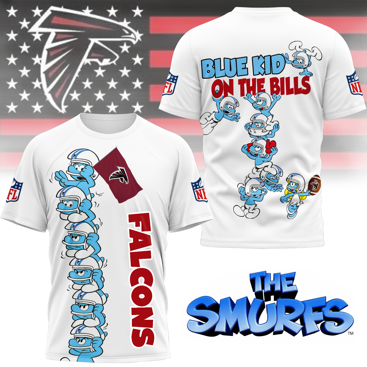 AF Premium NFL x Smurfs 3D Shirt DDT 220725 CTND