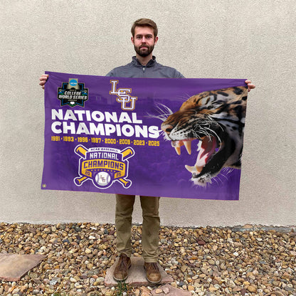 LSU 2025 NCAA Baseball National Champions V8 3D House Flag DDT TTV