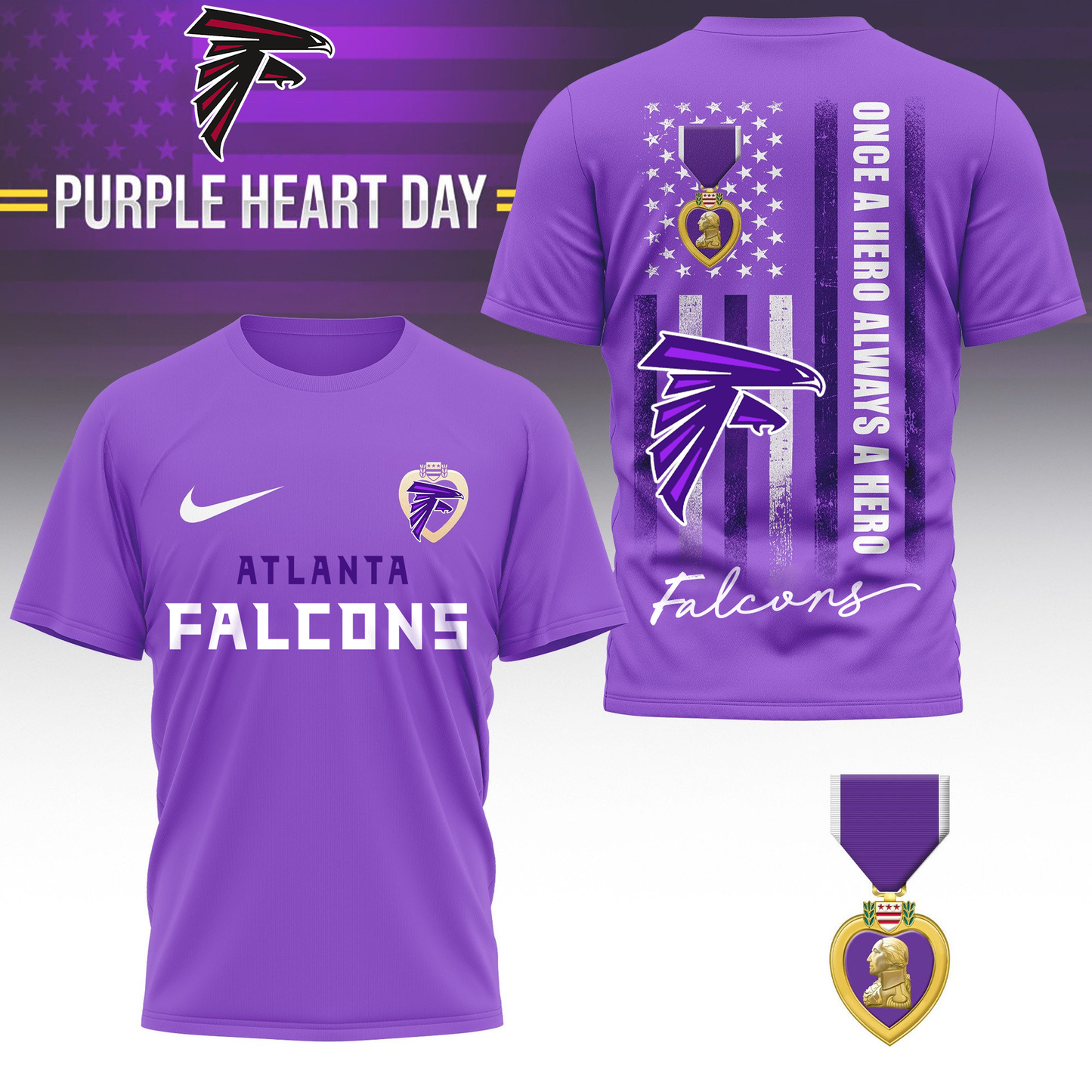 AF Premium National Purple Hear Day 3D Shirt DDT TTV