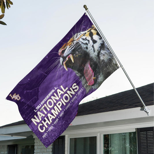 LSU 2025 NCAA Baseball National Champions V9 3D House Flag DDT TTV