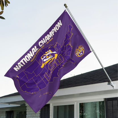 LSU 2025 NCAA Baseball National Champions V10 3D House Flag DDT TTV