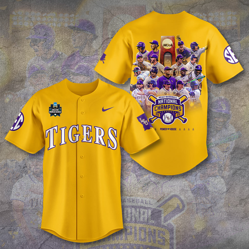 LSU 2025 NCAA Baseball National Champions V10 Baseball Jersey DDT TTV