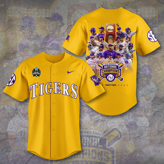 LSU 2025 NCAA Baseball National Champions V10 Baseball Jersey DDT TTV