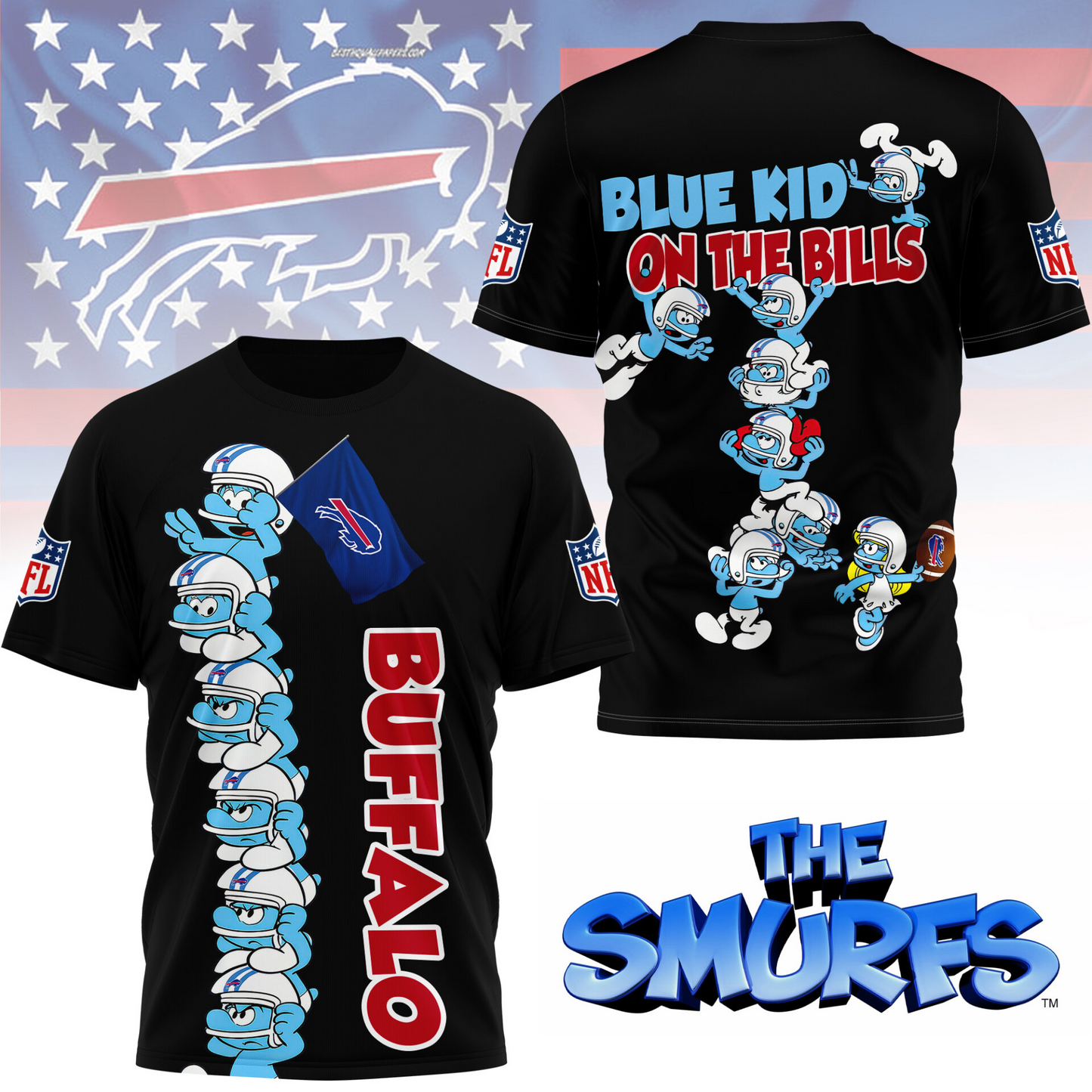 BB Premium NFL x Smurfs 3D Shirt DDT 210725 CTND