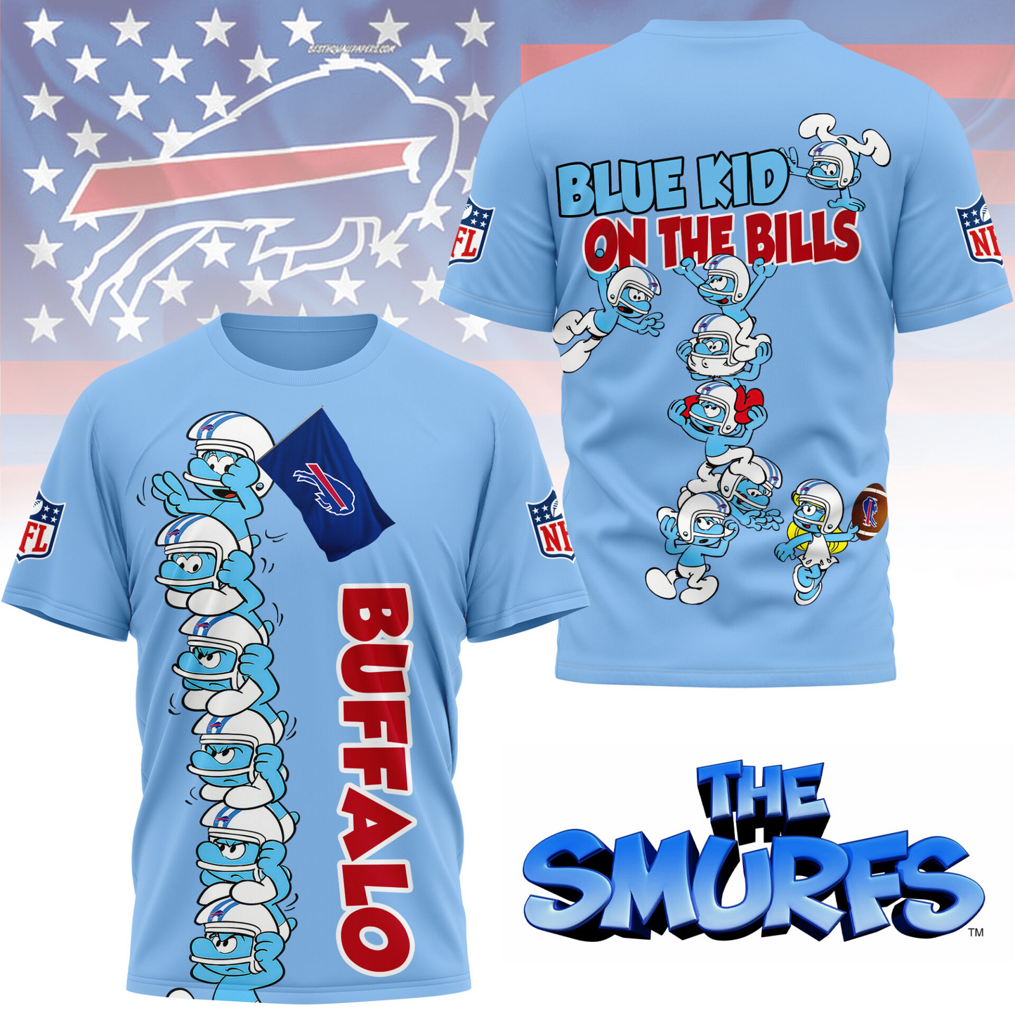 BB Premium NFL x Smurfs 3D Shirt DDT 210725 CTND
