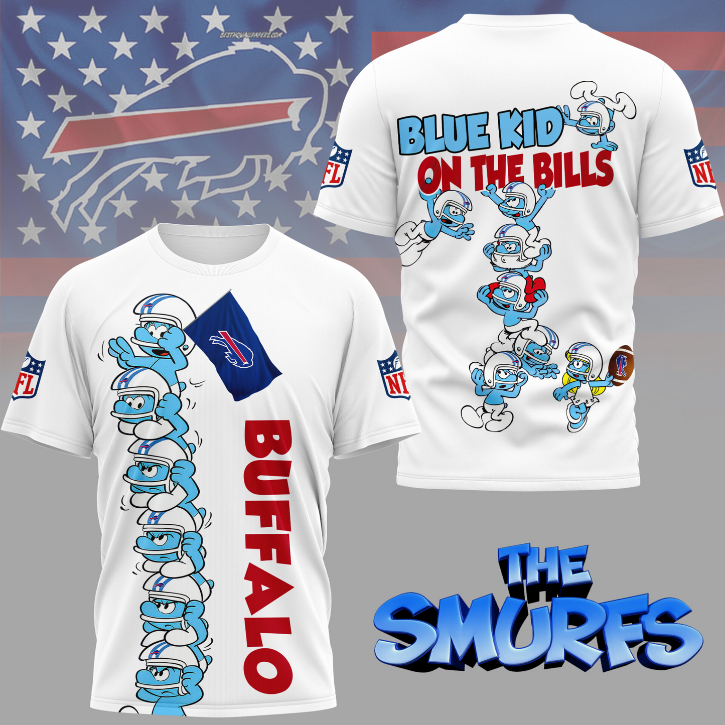 BB Premium NFL x Smurfs 3D Shirt DDT 210725 CTND