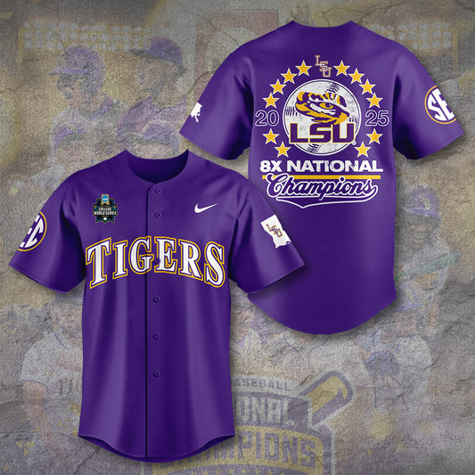 LSU 2025 NCAA Baseball National Champions V15 Baseball Jersey DDT TTV