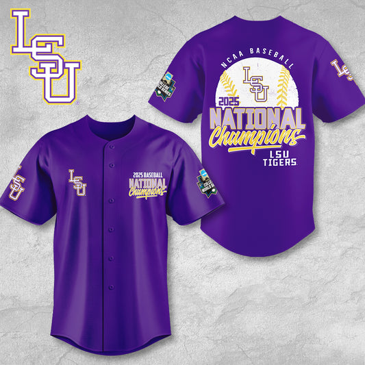 LSU 2025 NCAA Baseball National Champions V18 Baseball Jersey DDT TTV