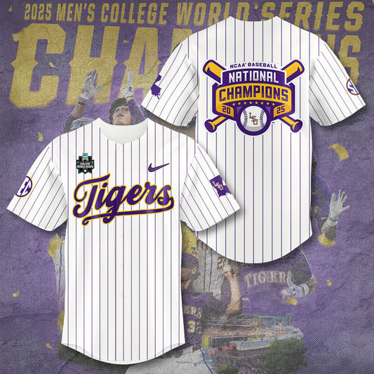 LSU 2025 NCAA Baseball National Champions V22 Baseball Jersey DDT TTV