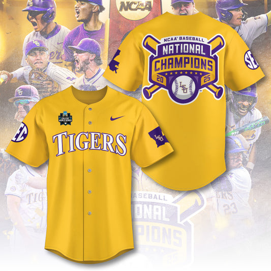 LSU 2025 NCAA Baseball National Champions V23 Baseball Jersey DDT TTV