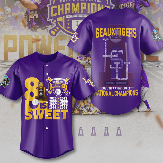 LSU 2025 NCAA Baseball National Champions V25 Baseball Jersey DDT TTV