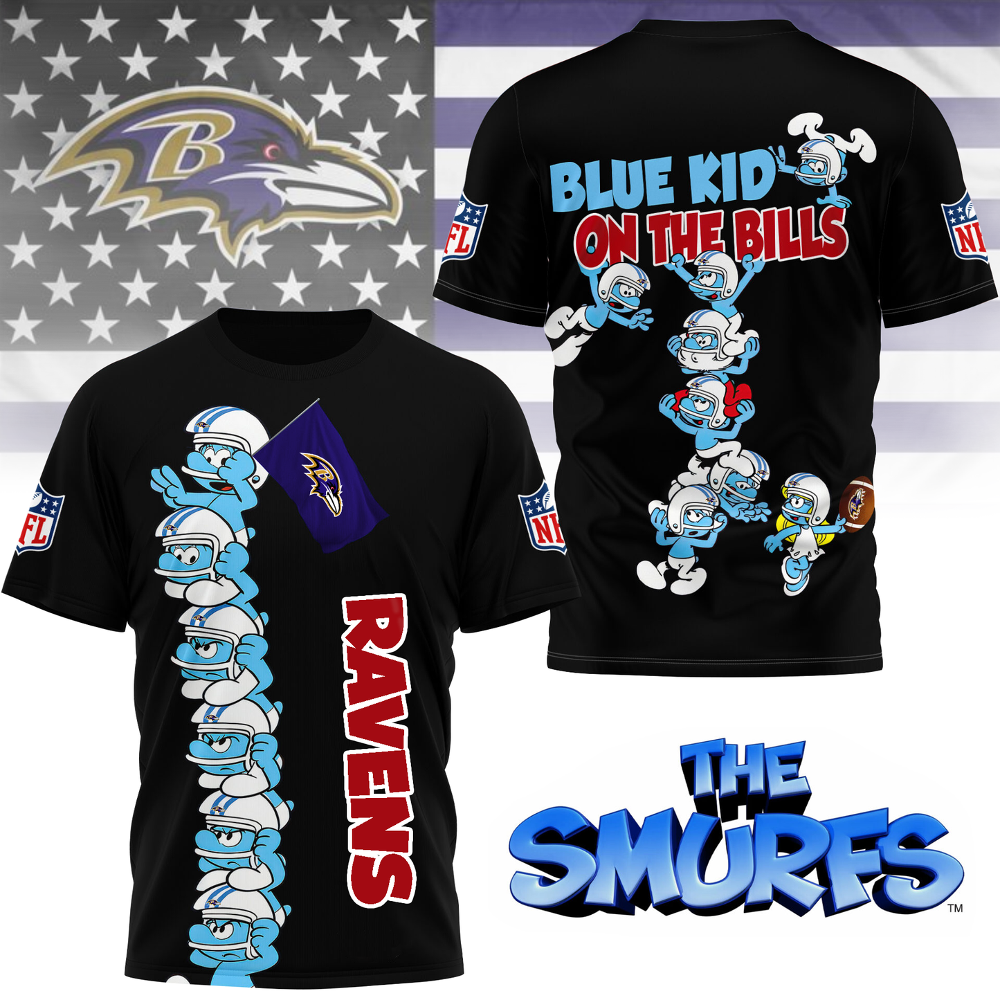 BR Premium NFL x Smurfs 3D Shirt DDT 210725 CTND