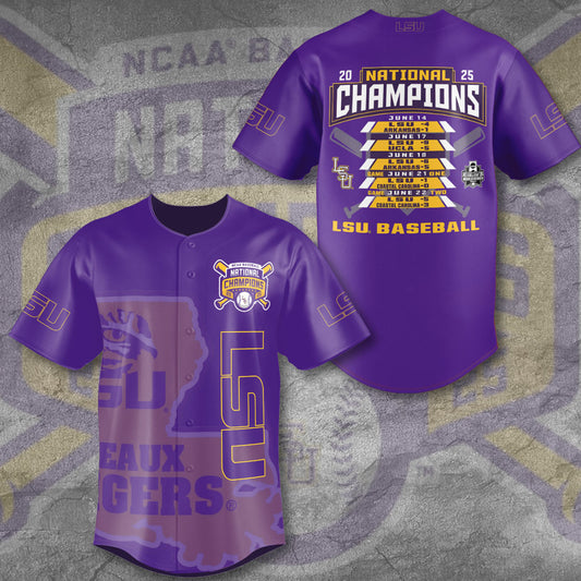 LSU 2025 NCAA Baseball National Champions V27 Baseball Jersey DDT TTV
