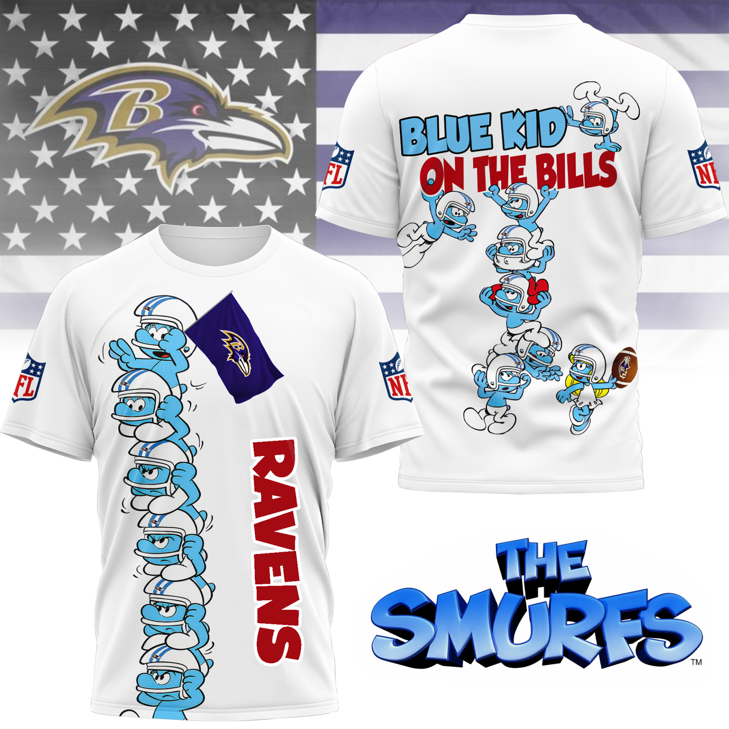 BR Premium NFL x Smurfs 3D Shirt DDT 210725 CTND