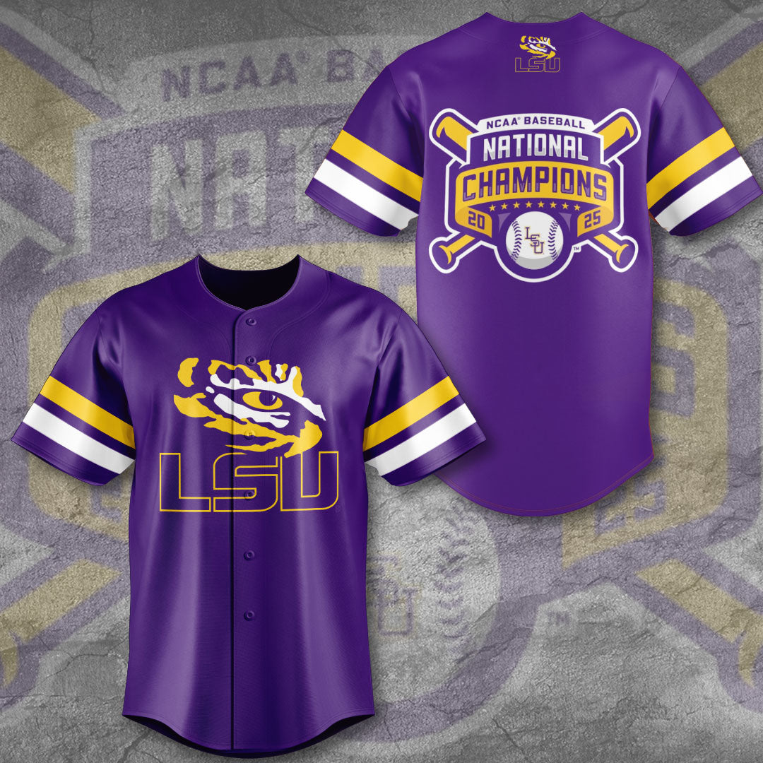 LSU 2025 NCAA Baseball National Champions V28 Baseball Jersey DDT TTV