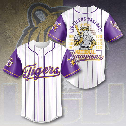 LSU 2025 NCAA Baseball National Champions V32 Baseball Jersey DDT TTV