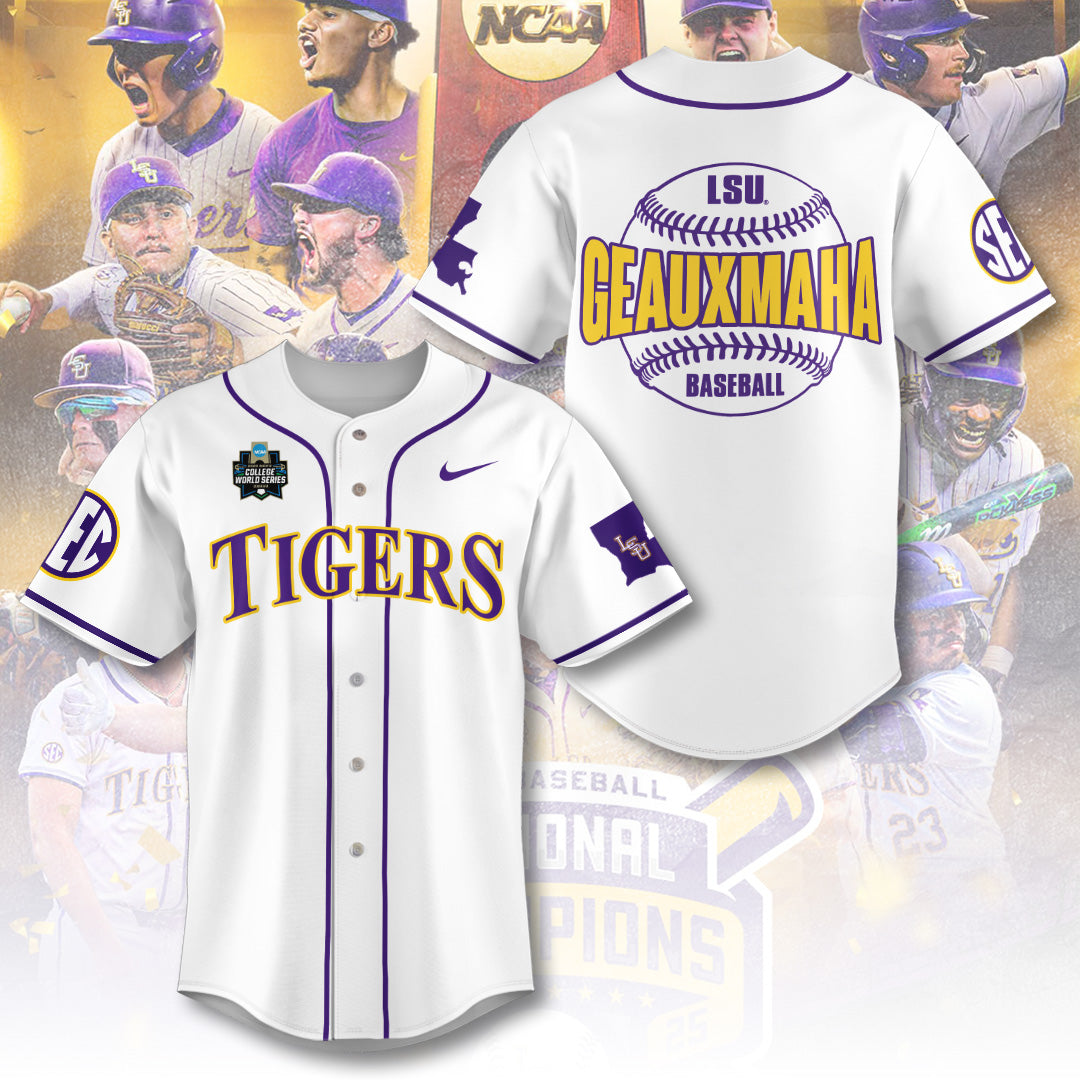 LSU 2025 NCAA Baseball National Champions V34 Baseball Jersey DDT TTV