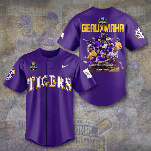 LSU 2025 NCAA Baseball National Champions V35 Baseball Jersey DDT TTV