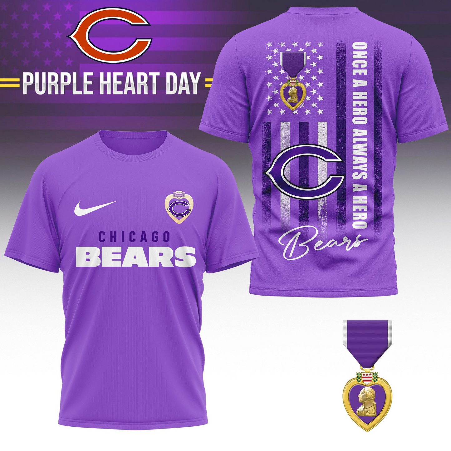 CHI Premium National Purple Hear Day 3D Shirt DDT TTV