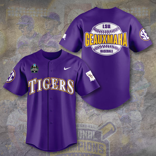 LSU 2025 NCAA Baseball National Champions V36 Baseball Jersey DDT TTV