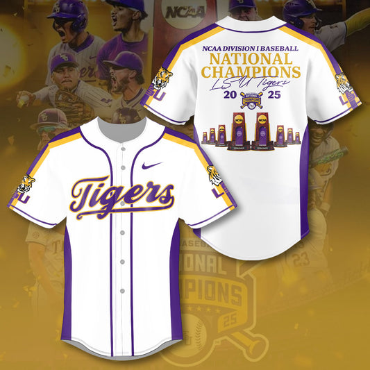 LSU 2025 NCAA Baseball National Champions V37 Baseball Jersey DDT TTV