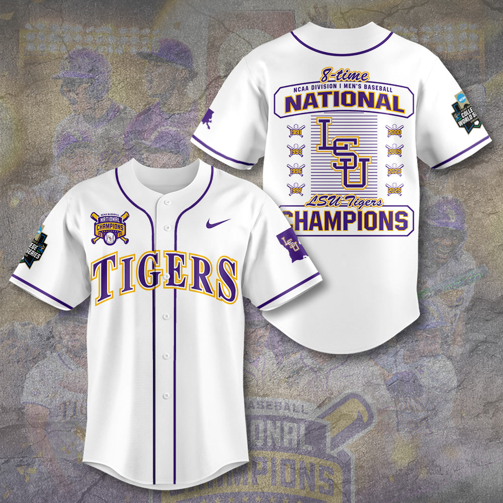 LSU 2025 NCAA Baseball National Champions V38 Baseball Jersey DDT TTV
