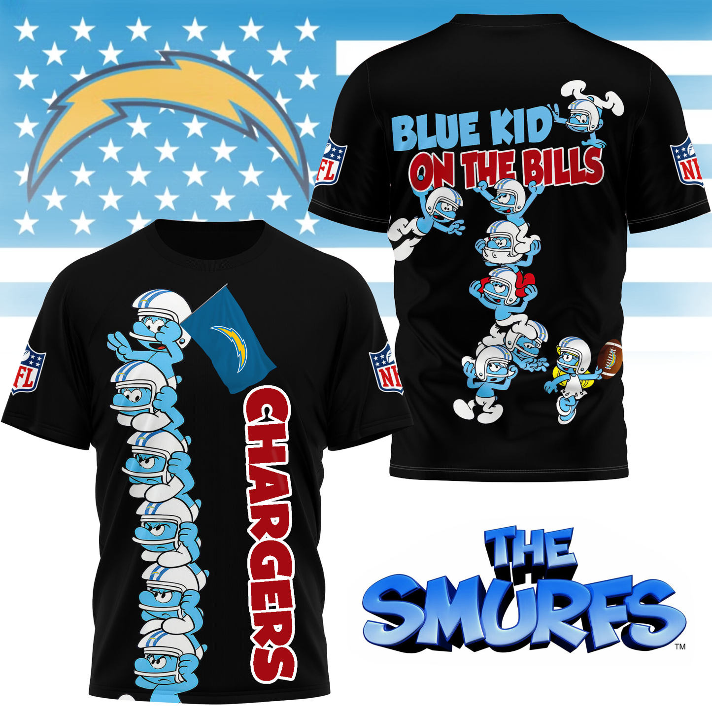 LAC Premium NFL x Smurfs 3D Shirt DDT 220725 CTND