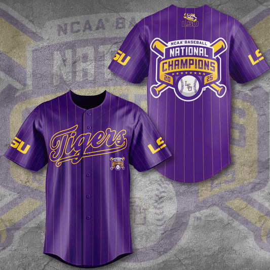 LSU 2025 NCAA Baseball National Champions V39 Baseball Jersey DDT TTV