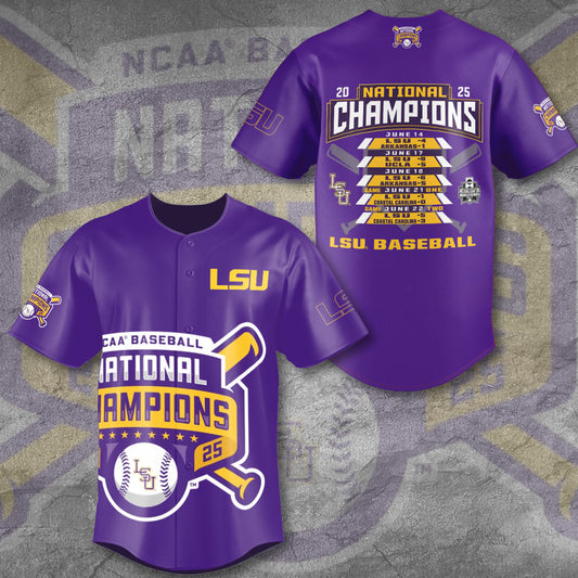 LSU 2025 NCAA Baseball National Champions V40 Baseball Jersey DDT TTV