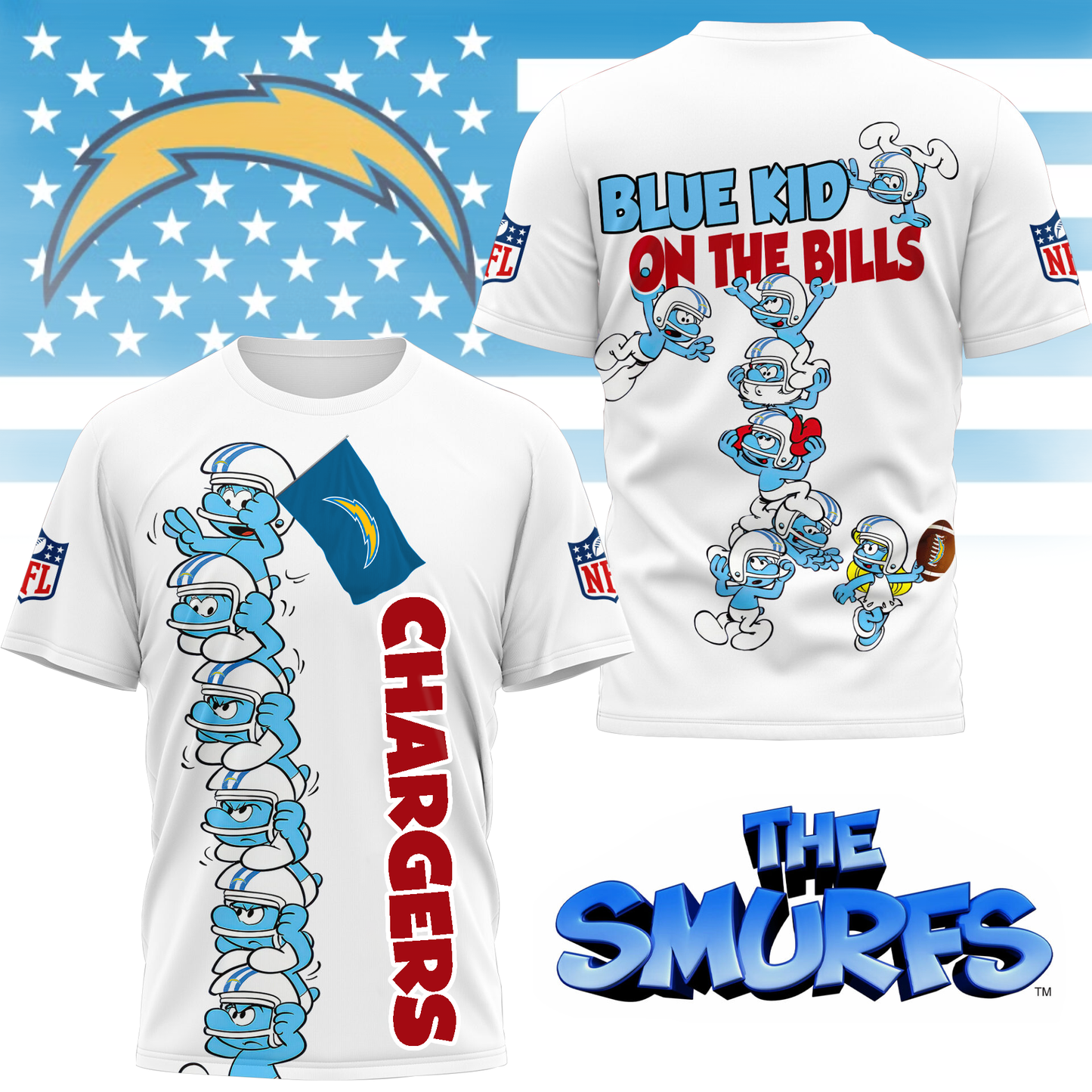 LAC Premium NFL x Smurfs 3D Shirt DDT 220725 CTND