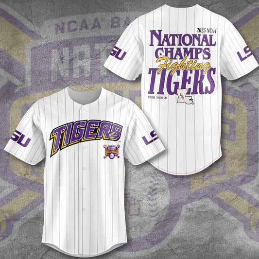 LSU 2025 NCAA Baseball National Champions V42 Baseball Jersey DDT TTV