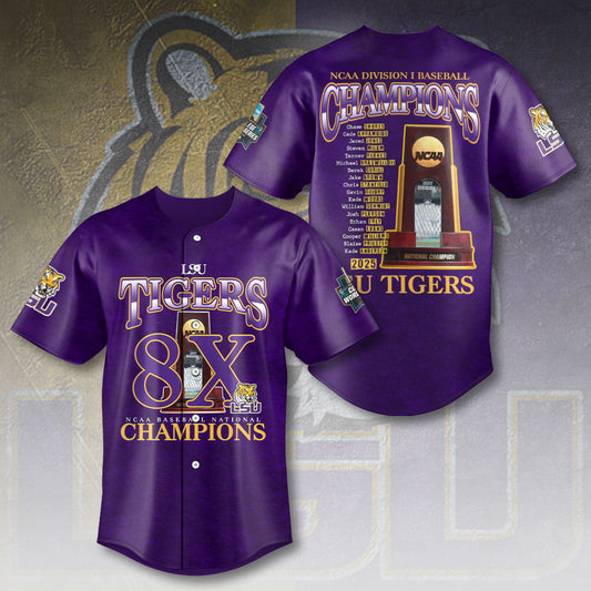 LSU 2025 NCAA Baseball National Champions V43 Baseball Jersey DDT TTV