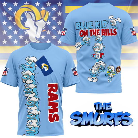 LAR Premium NFL x Smurfs 3D Shirt DDT 220725 CTND