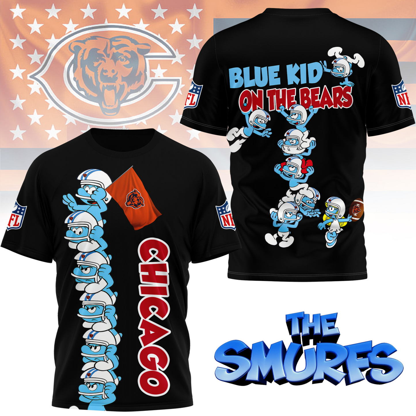 CHI Premium NFL x Smurfs 3D Shirt DDT 210725 CTND