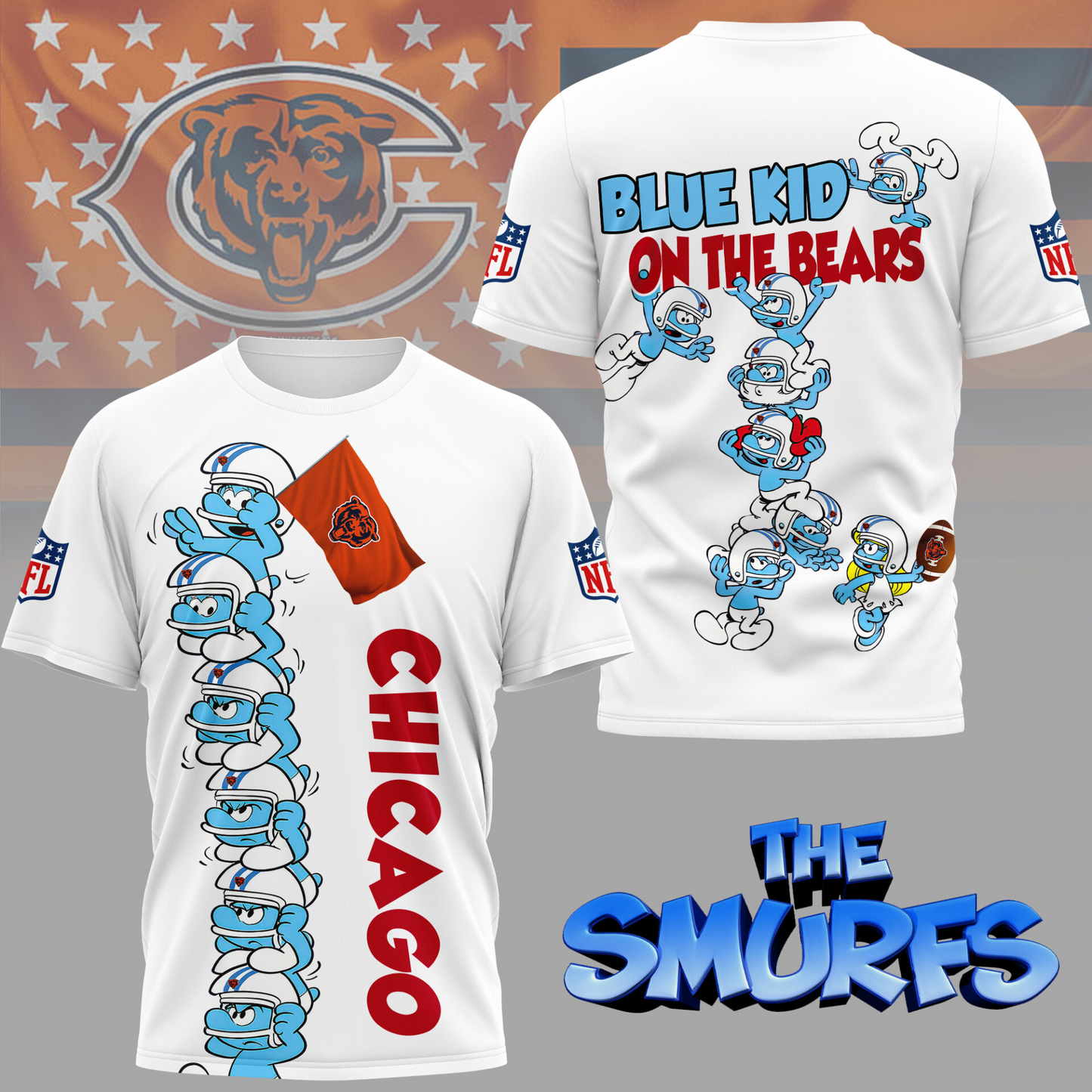 CHI Premium NFL x Smurfs 3D Shirt DDT 210725 CTND